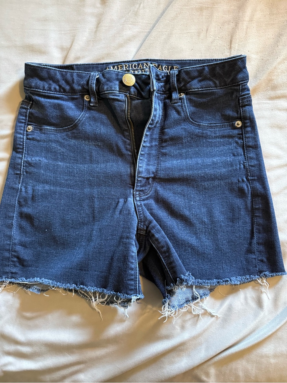 American Eagle Outfitters Navy Blue Raw Hem Denim Shorts